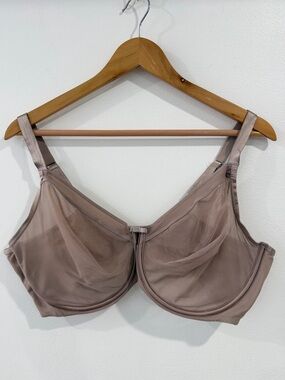 Curvy Couture Sheer Mesh Full Coverage Unlined Underwire Bra 40H